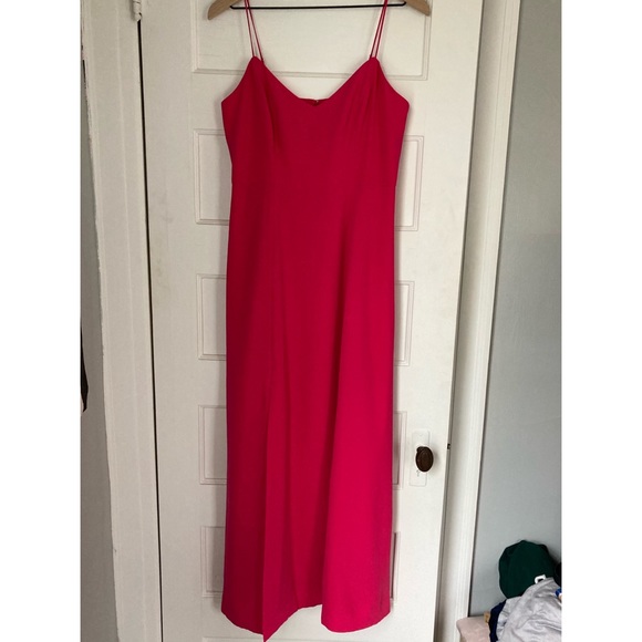 J. Crew Pink Spaghetti Strap Dress w/ Slit - Picture 2 of 8